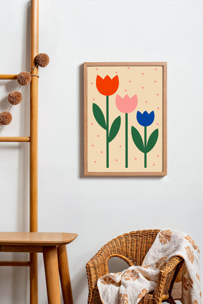 Minimalist Tulips Print - Floral Wall Art