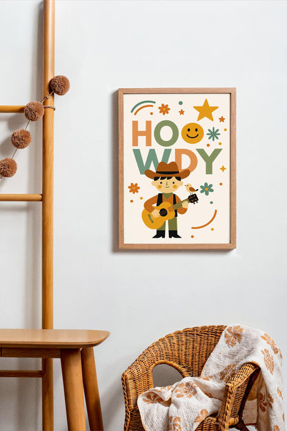 Howdy Cowboy Poster – Western Kids Wall Art