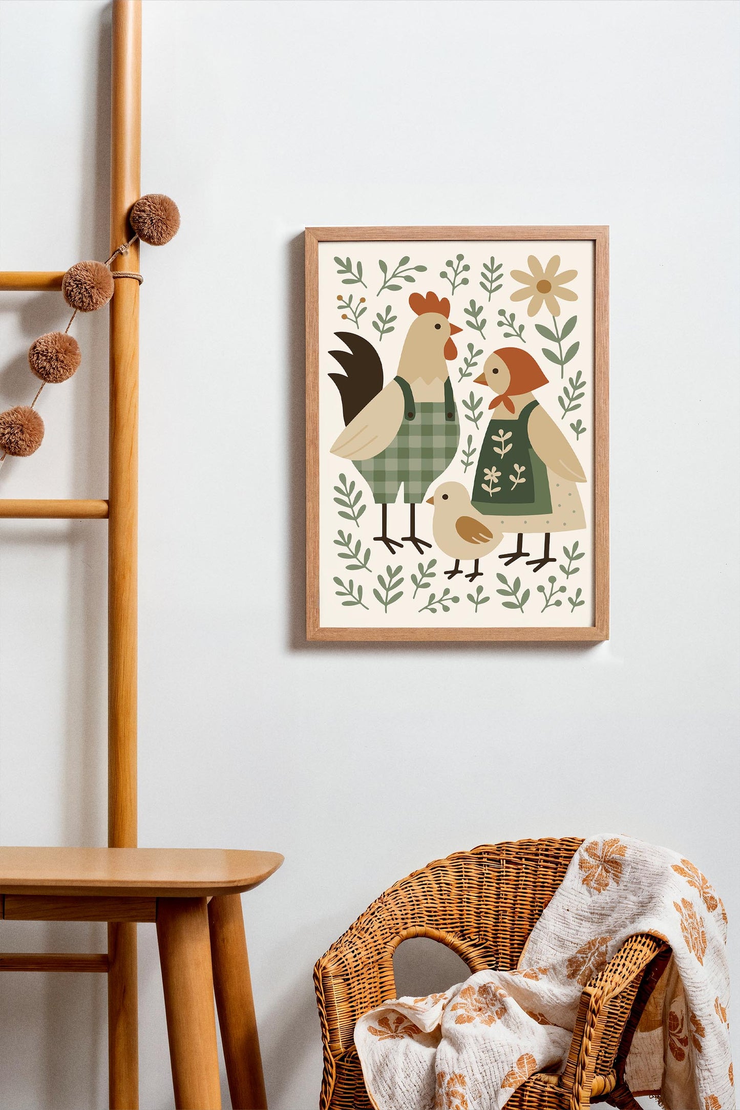 Chicken Family Poster – Farmhouse Animal Wall Art