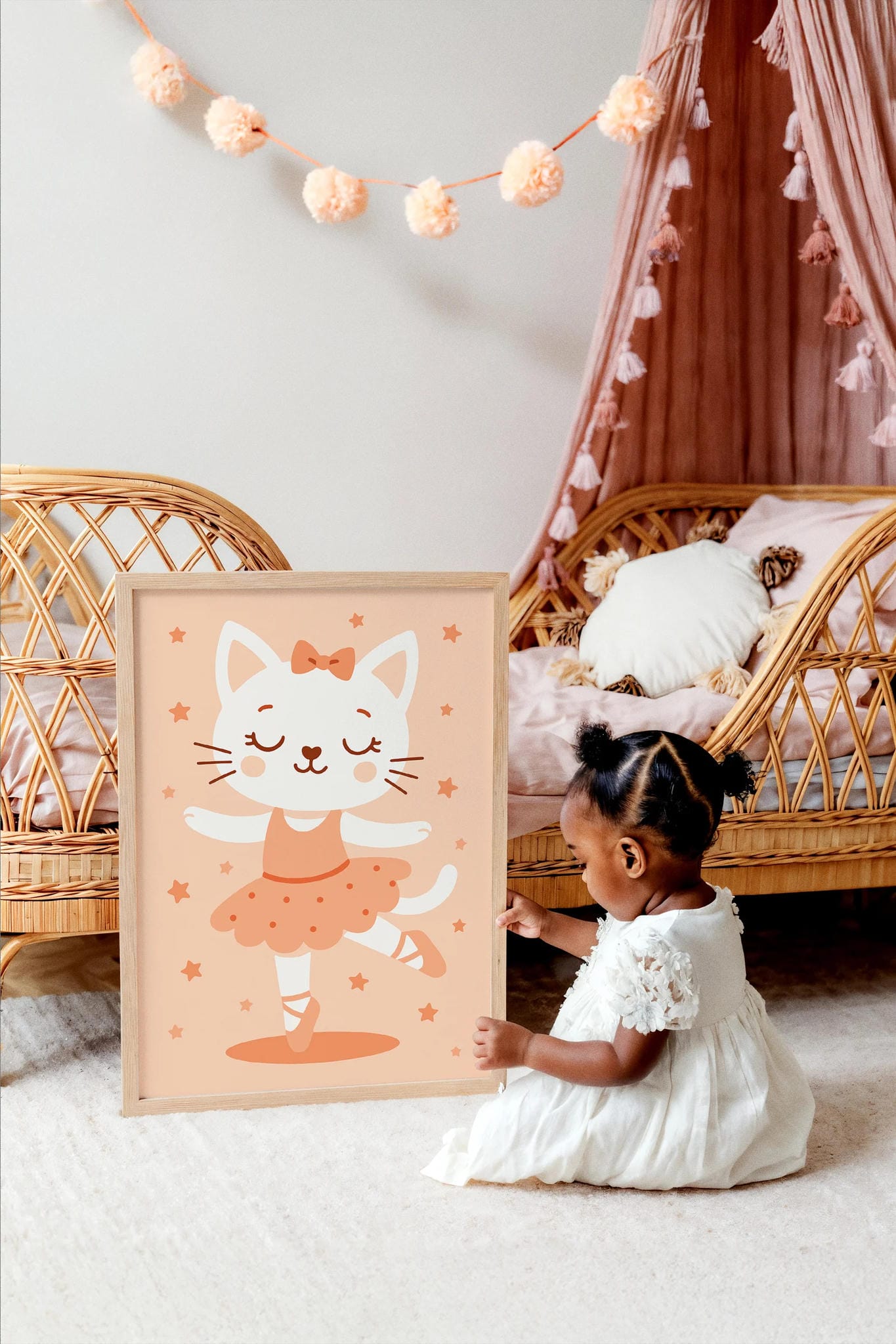 Cat Ballerina Poster – Cute Dance Wall Art for Kids