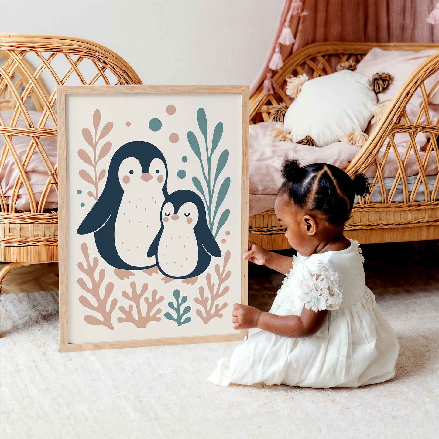 Cute Penguins Poster - Kids Room Wall Art Decor
