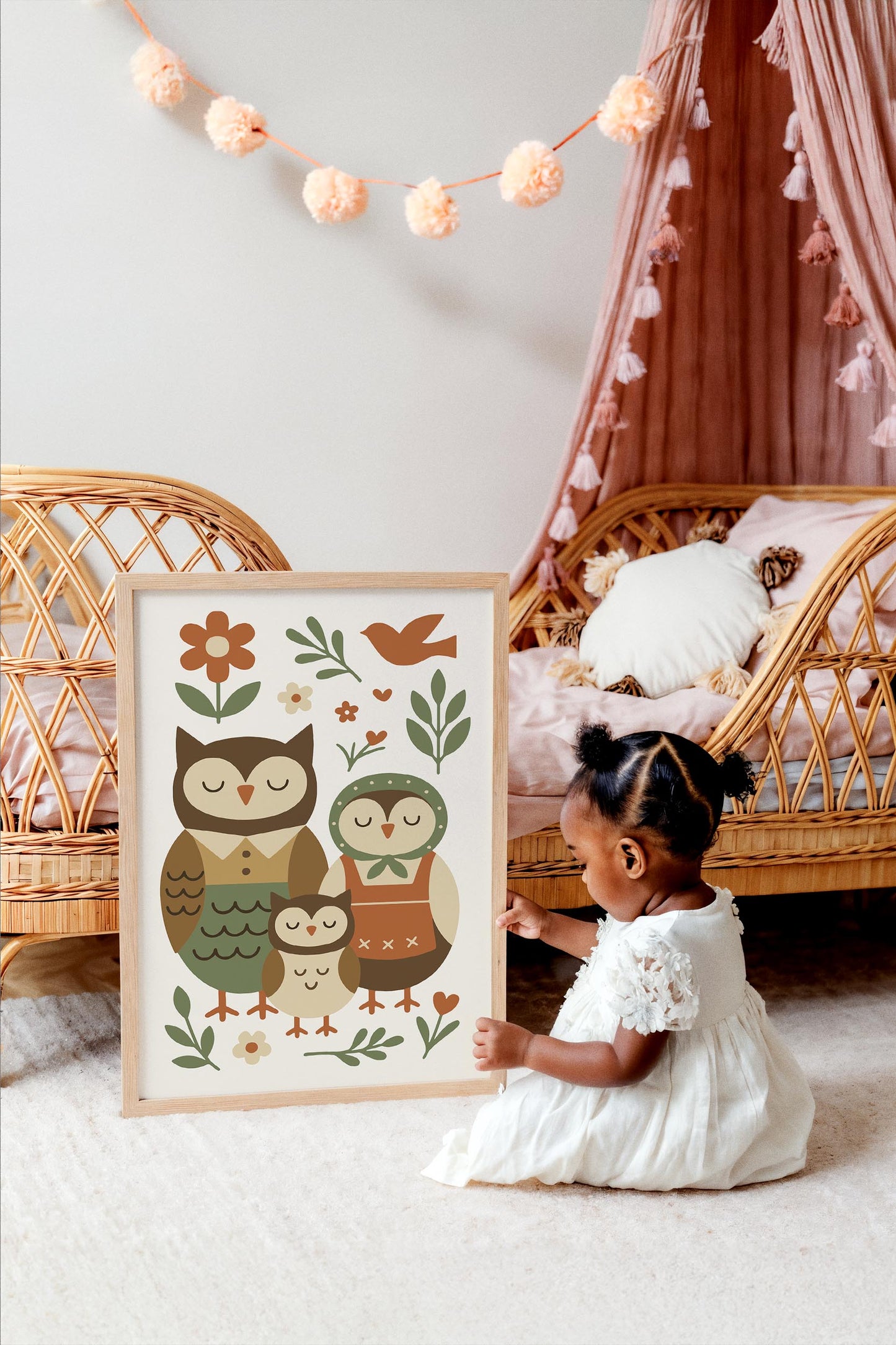 Owl Family Poster – Farmhouse Kids Wall Art