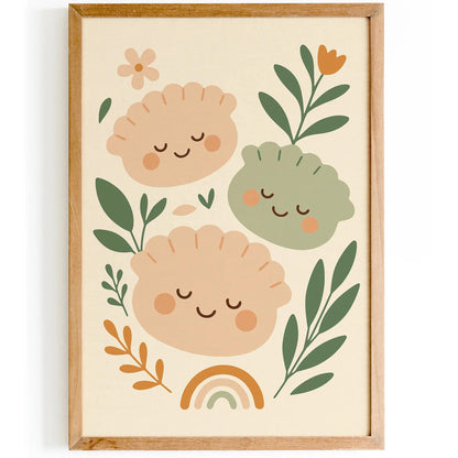 Cute Dumplings Poster – Nursery Food Print