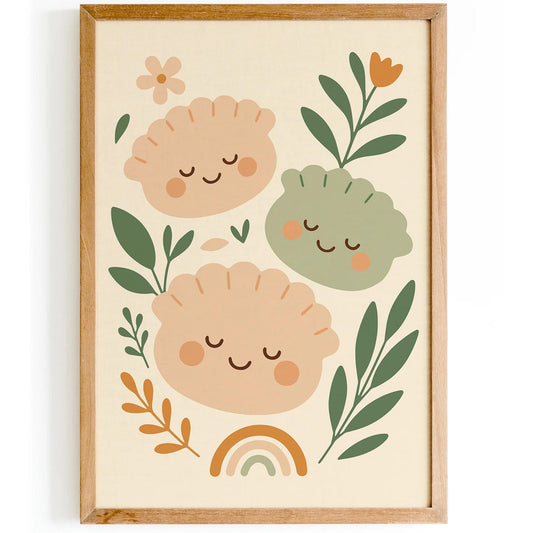 Cute Dumplings Poster – Nursery Food Print
