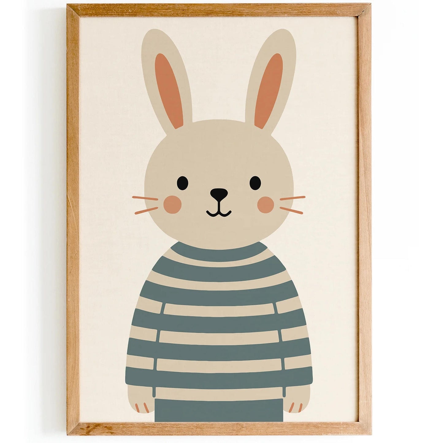 Cute Bunny in Striped Sweater Wall Art Poster