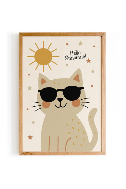 Cute Cat Sunshine Poster – Kids Room Wall Art