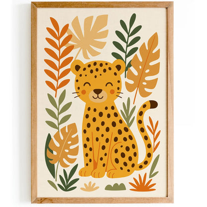 Friendly Cheetah Wall Art – Cute Jungle Animal Print