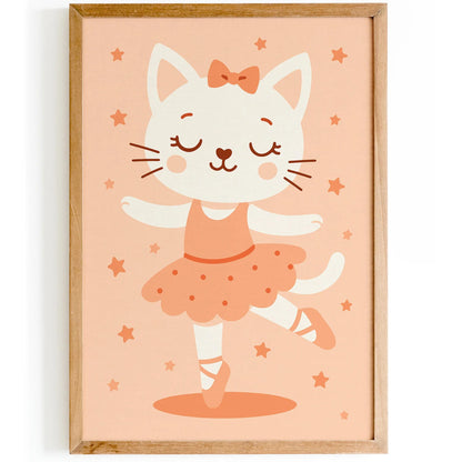 Cat Ballerina Poster – Cute Dance Wall Art for Kids