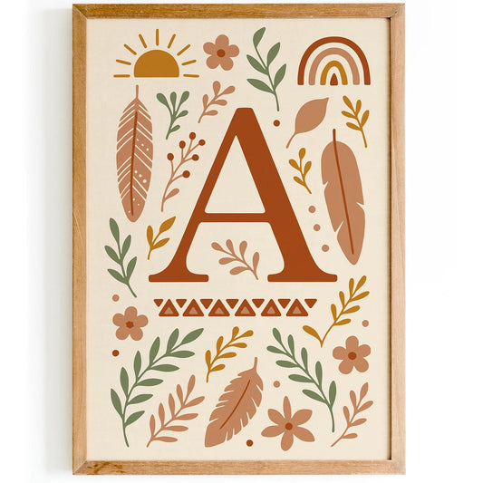 Boho Alphabet A Wall Art – Neutral Nursery Print