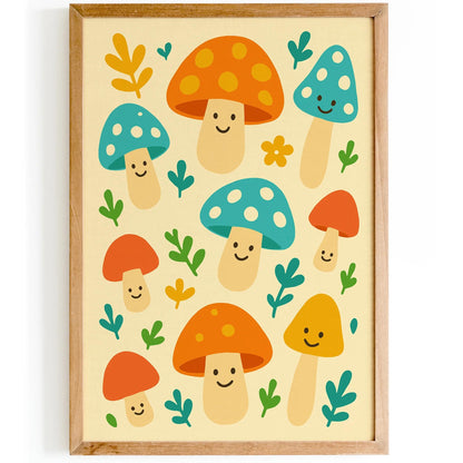 Whimsical Woodland Mushrooms Poster