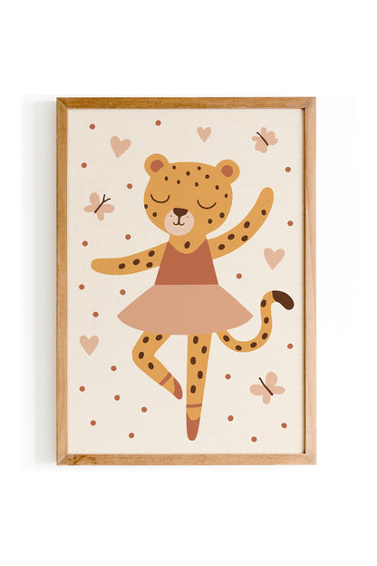 Cheetah Ballerina Print - Cute Kids Wall Art