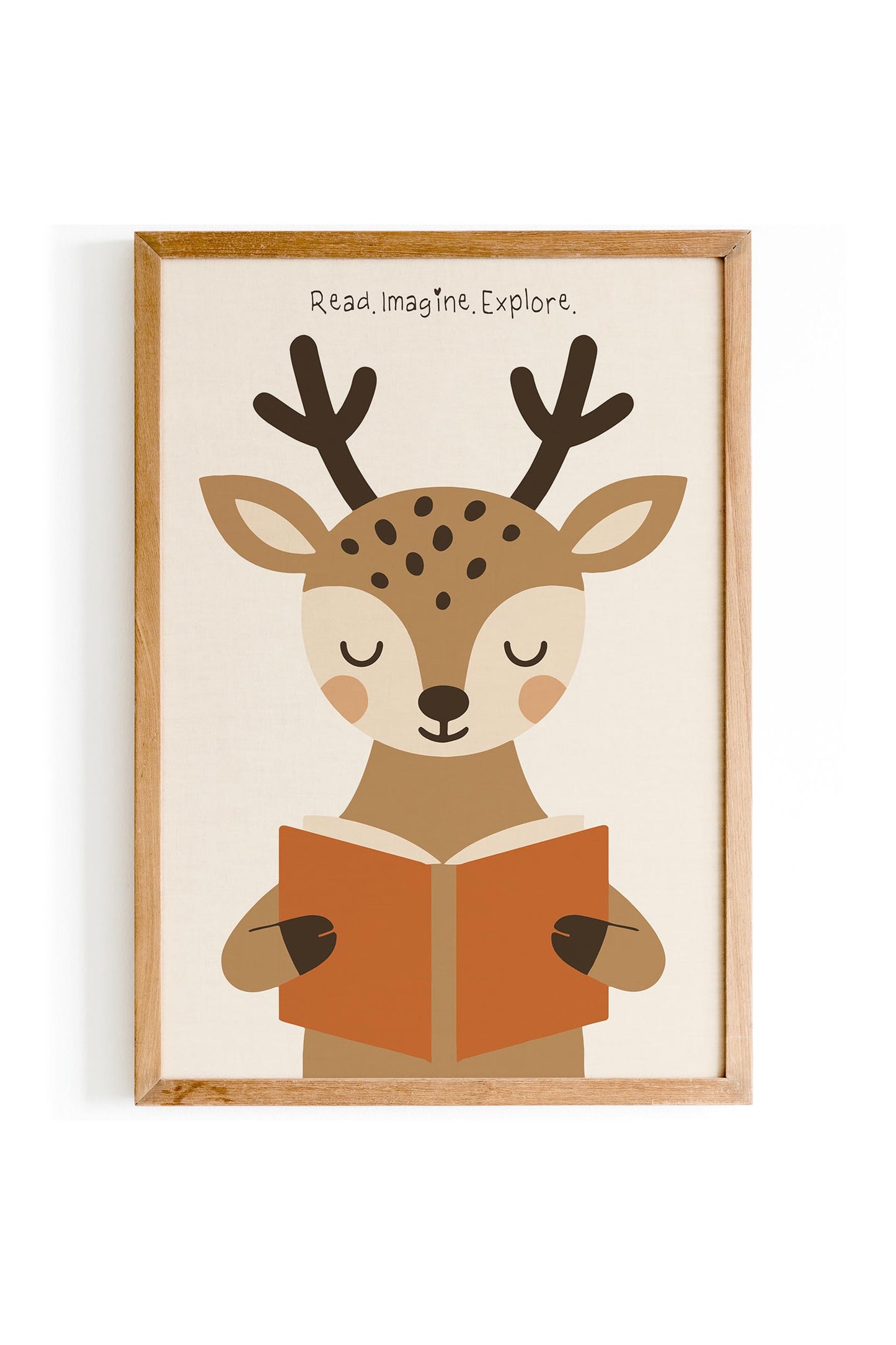 Reading Deer Print - Cute Kids Wall Art
