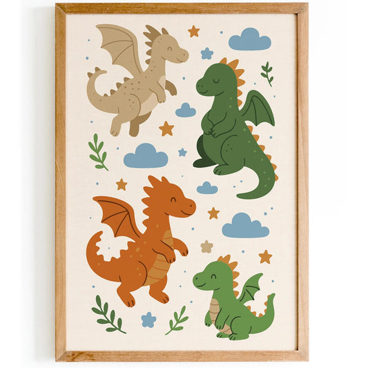 Cute Dragons Art Print – Boys’ Room Wall Art Decor