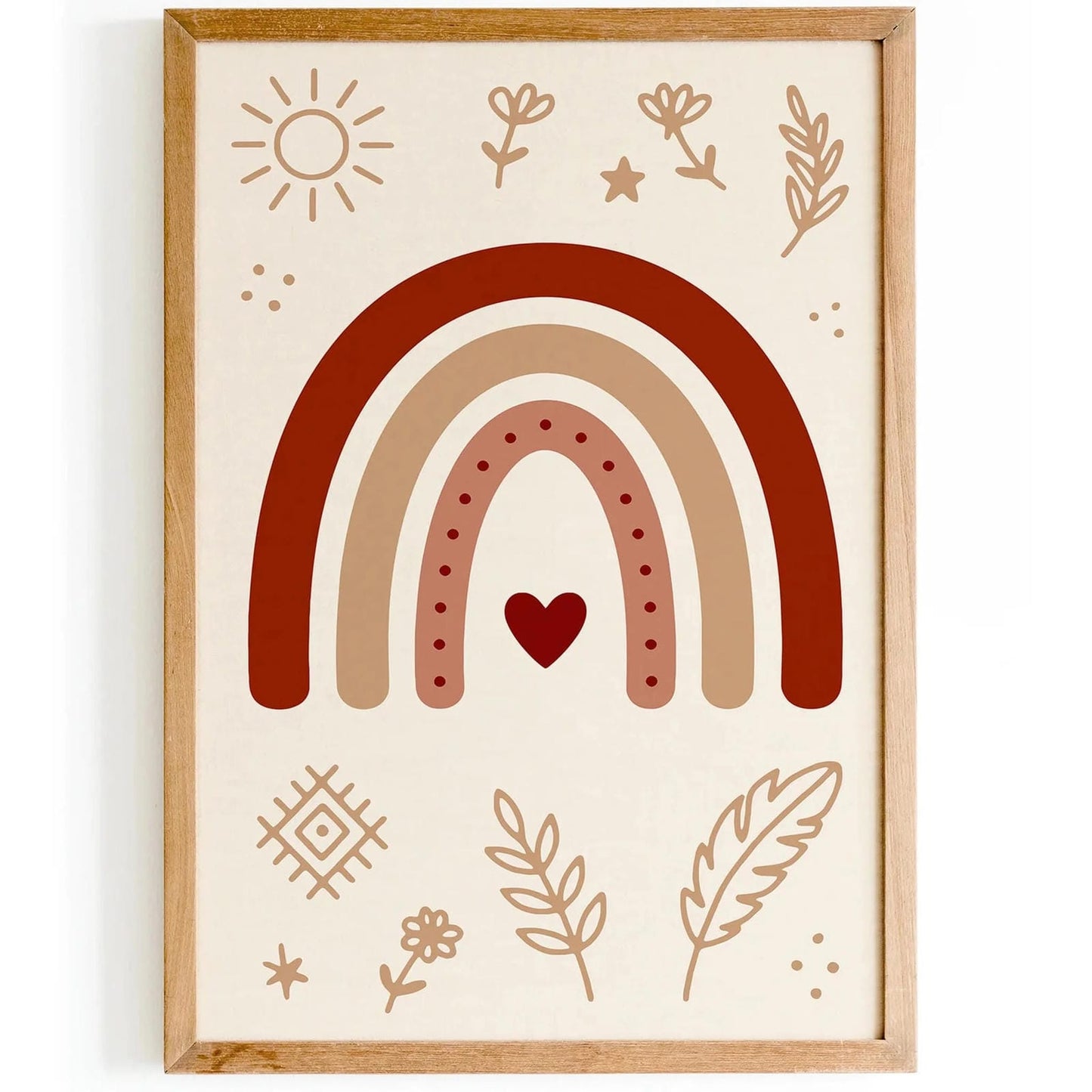 Boho Chic Kids Wall Art – Floral & Rainbow Room Decor