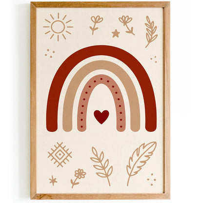 Boho Chic Kids Wall Art – Floral & Rainbow Room Decor