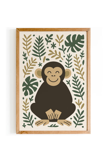 Friendly Monkey Print - Jungle Kids Wall Art