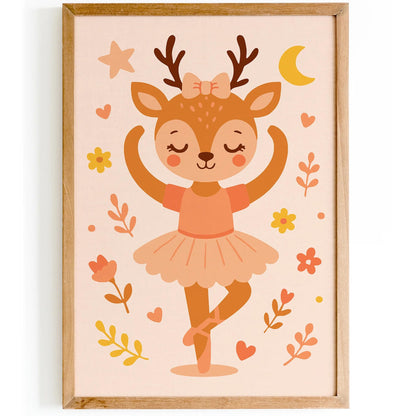 Cute Little Deer Ballerina – Kids’ Room Wall Art