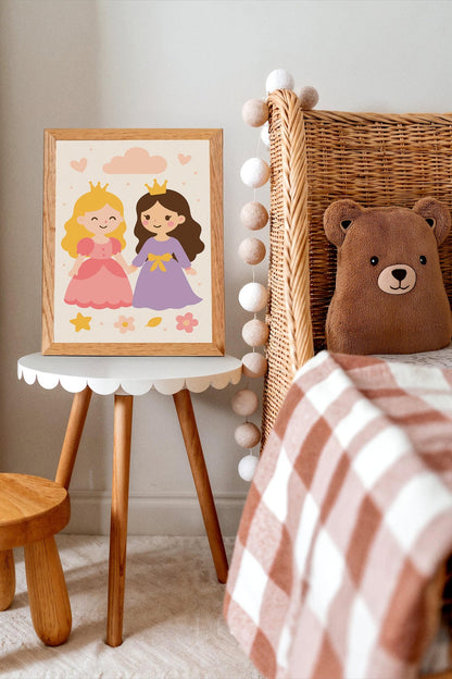 Playful Princesses Poster – Girls’ Room Decor