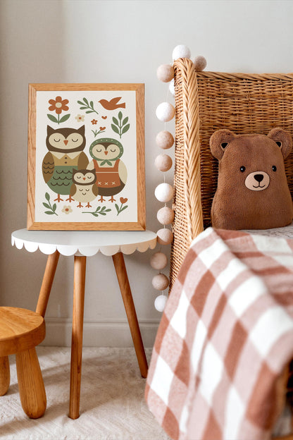 Owl Family Poster – Farmhouse Kids Wall Art