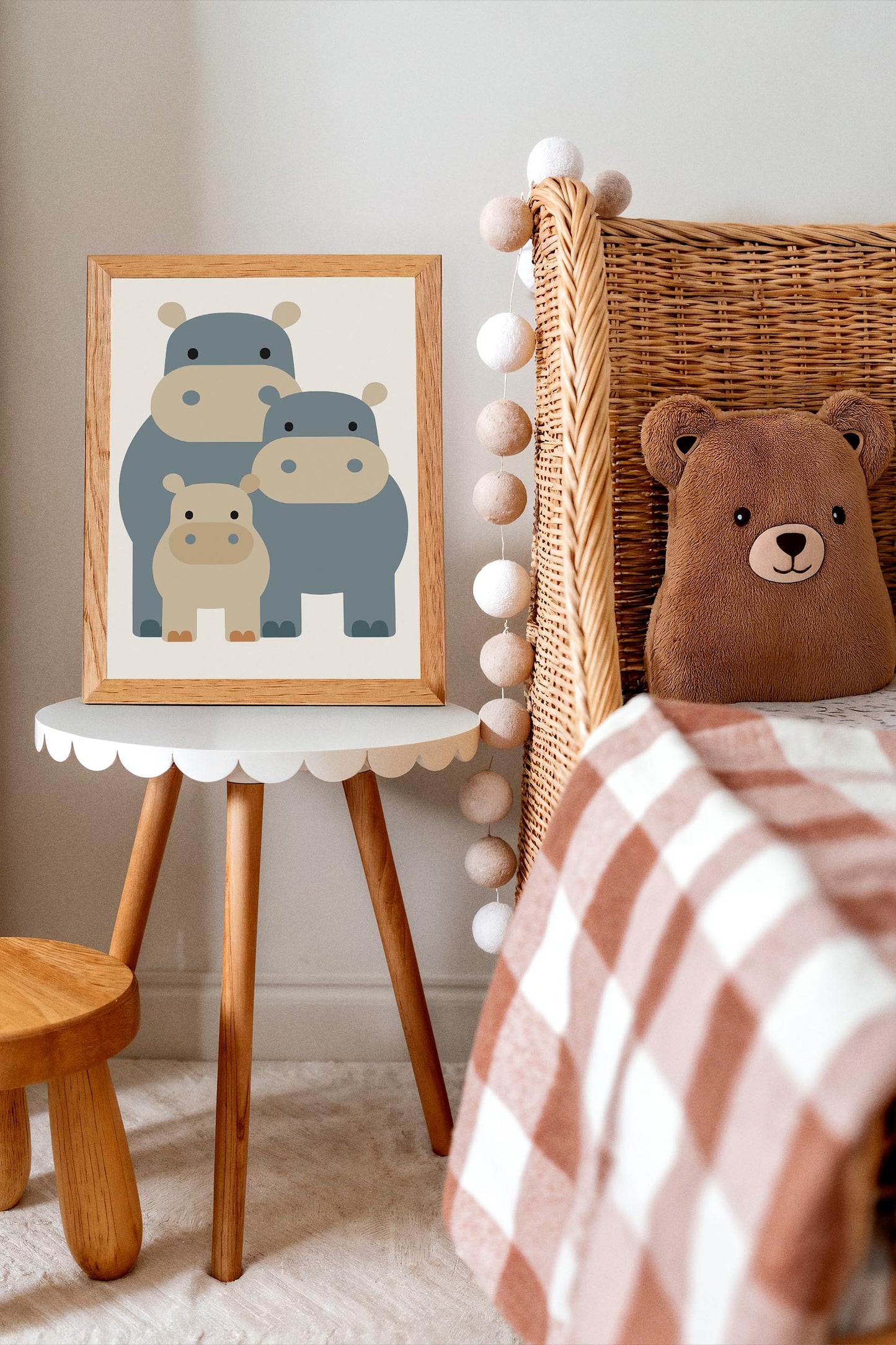 Hippo Family Wall Art – Scandinavian Animal Print