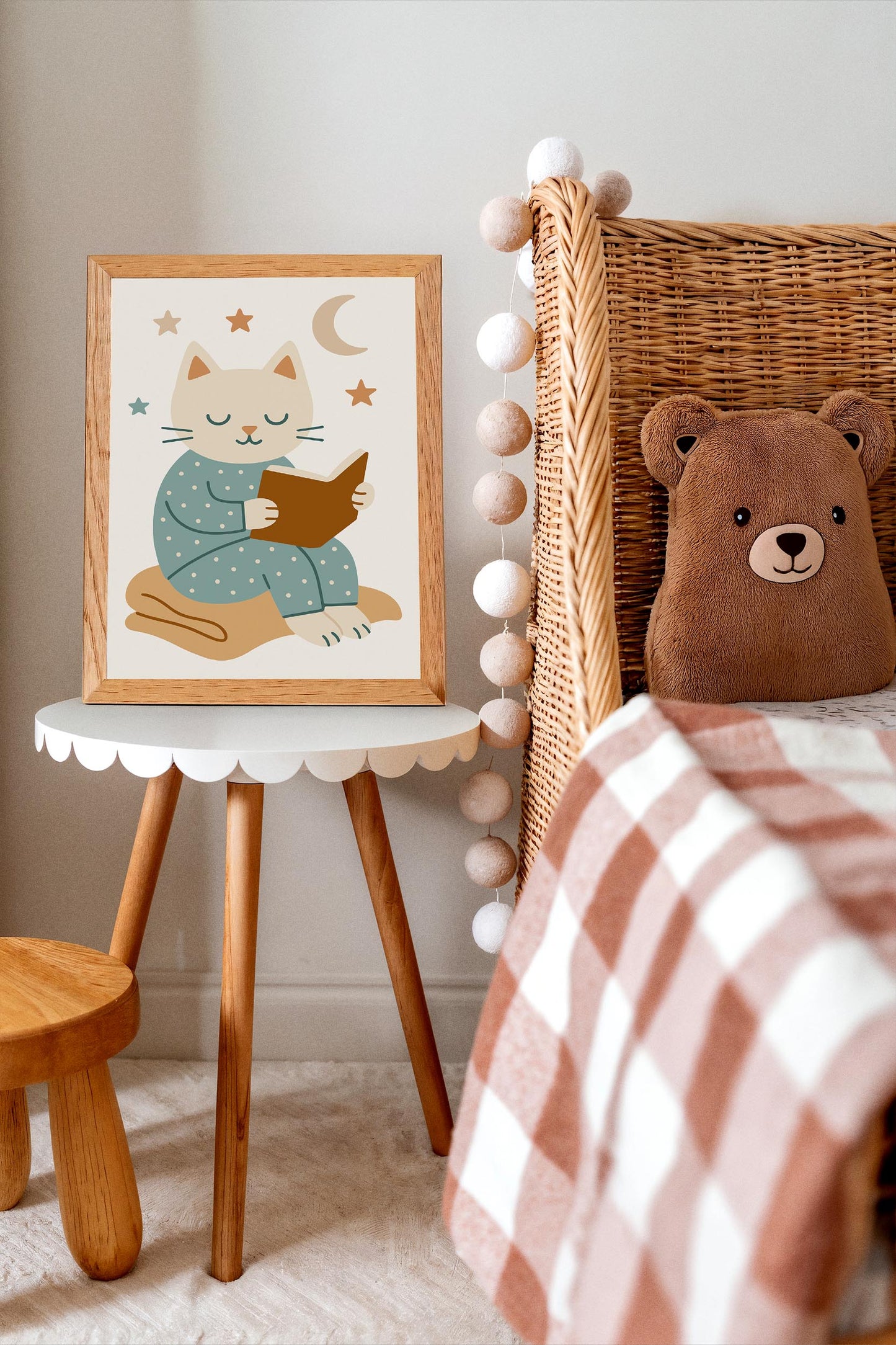 Reading Cat Poster – Kids Room Wall Art