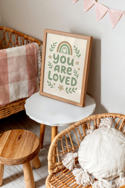 You Are Loved Print – Mint Pastel Quote Art