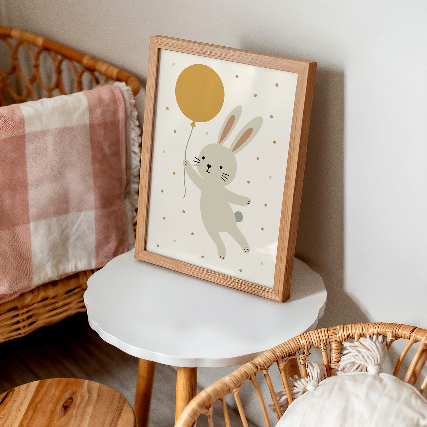 Cute Bunny Balloon Nursery Wall Art Print