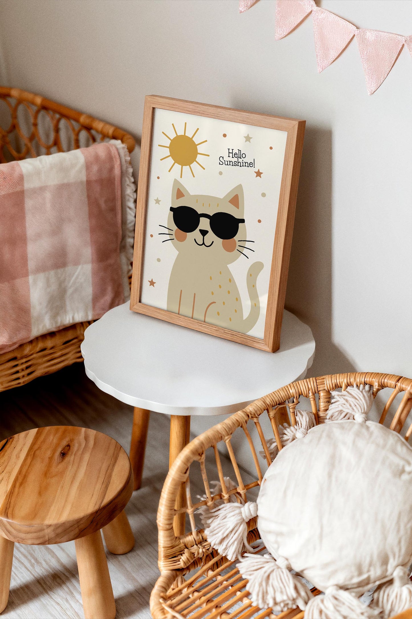 Cute Cat Sunshine Poster – Kids Room Wall Art