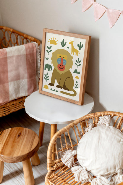 Mandrill Portrait Poster – Jungle Wildlife Wall Art