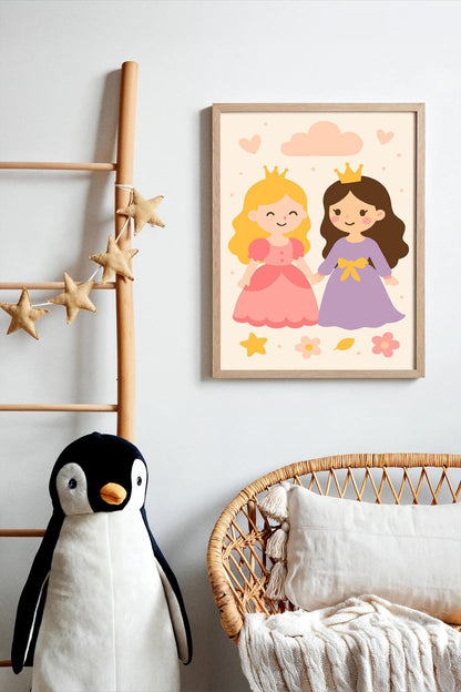 Playful Princesses Poster – Girls’ Room Decor