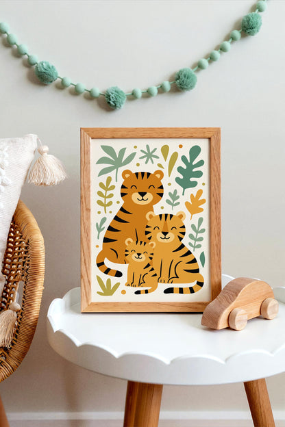 Tiger Family Poster – Jungle Kids Wall Art