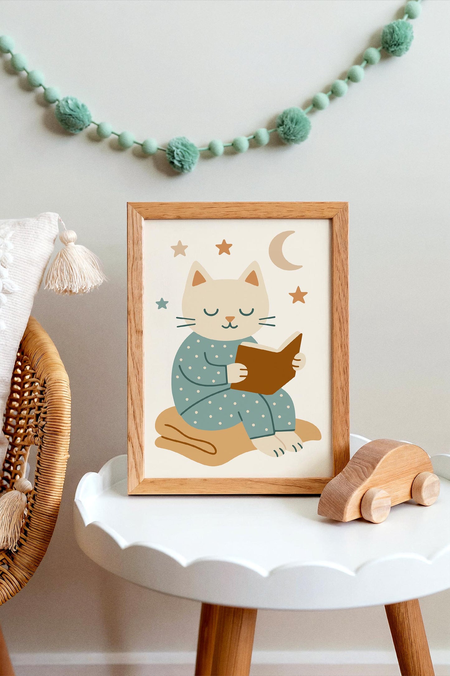 Reading Cat Poster – Kids Room Wall Art