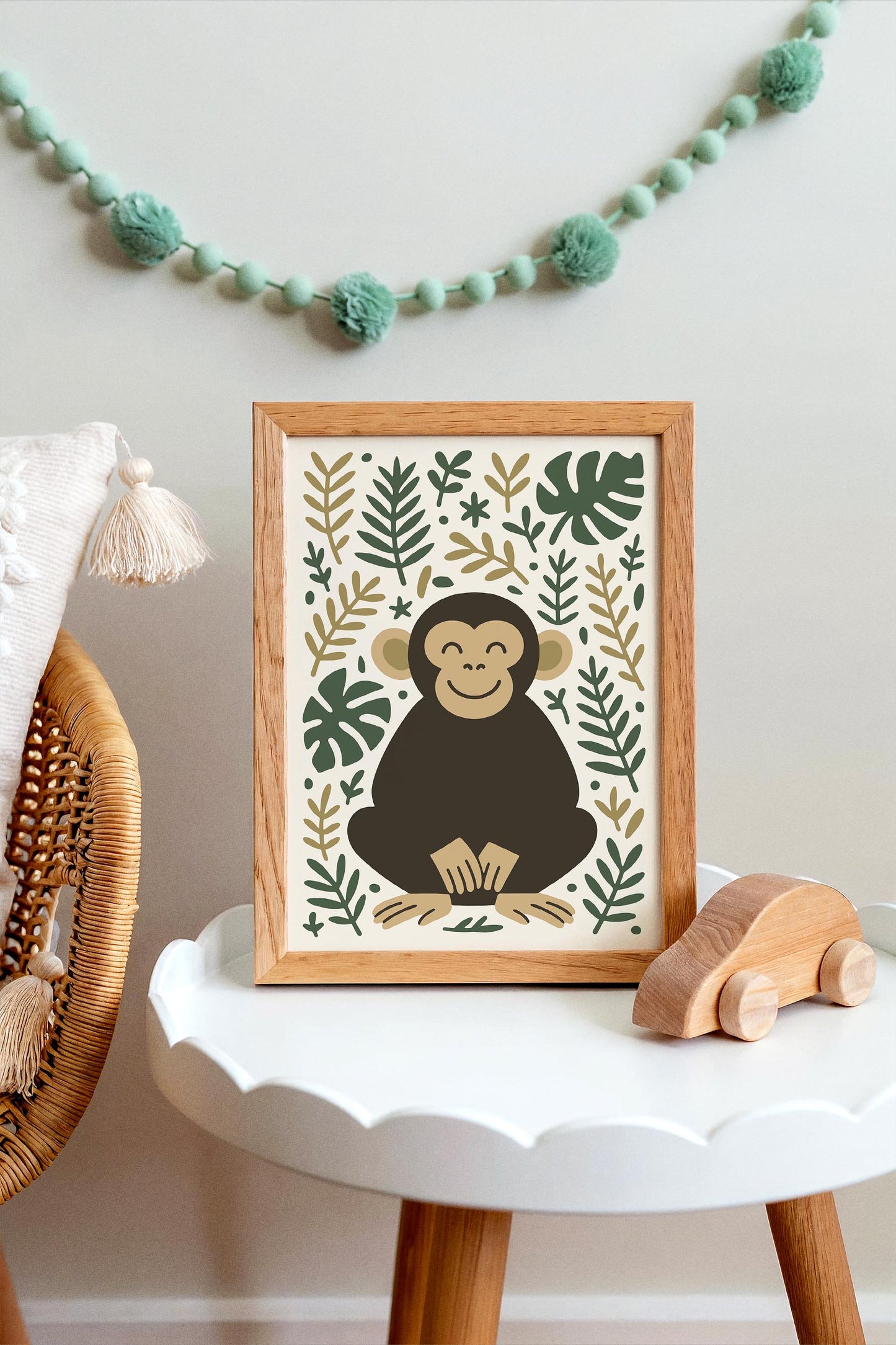 Friendly Monkey Print - Jungle Kids Wall Art