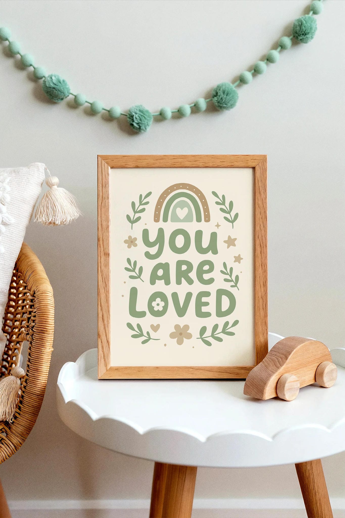 You Are Loved Print – Mint Pastel Quote Art