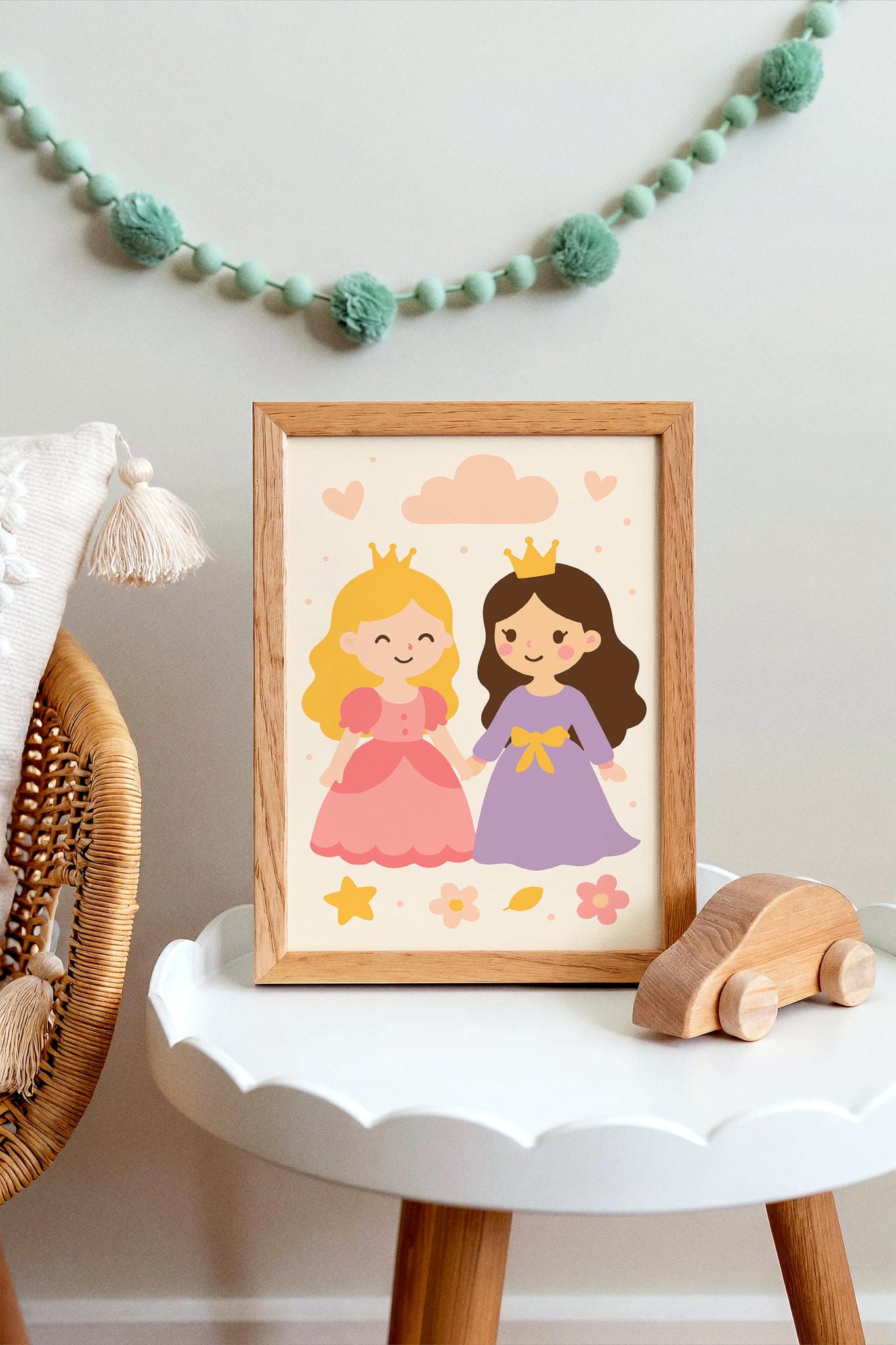 Playful Princesses Poster – Girls’ Room Decor