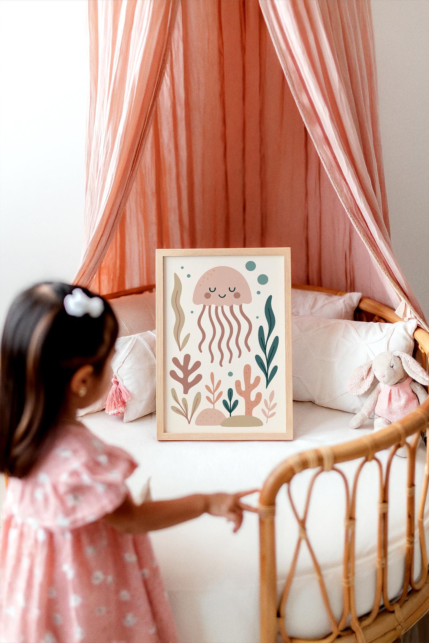 Pink Jellyfish Poster – Ocean Nursery Wall Art