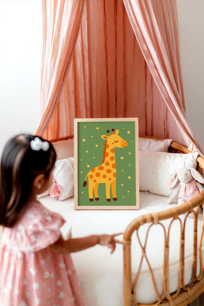 Green & Yellow Safari Giraffe – Jungle Wall Art