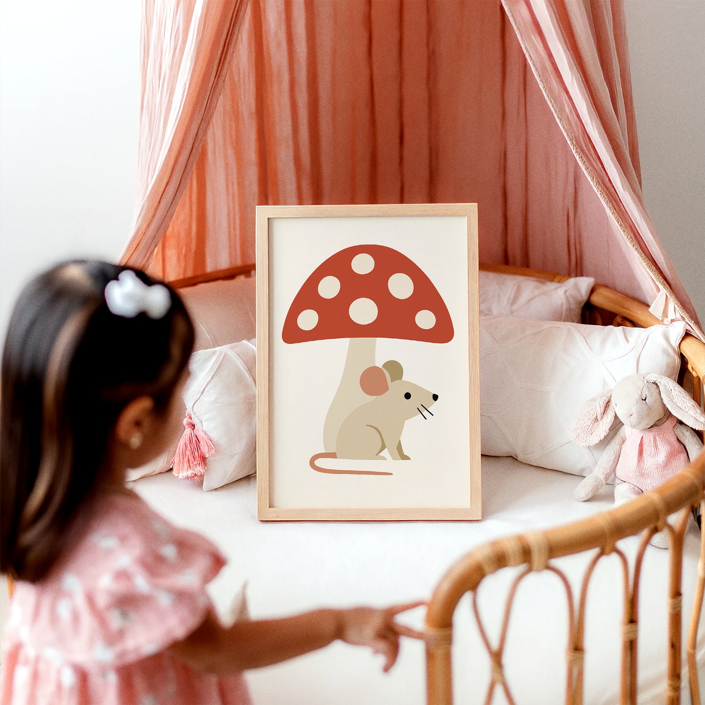 Little Mouse & Red Mushroom – Scandinavian Art Print