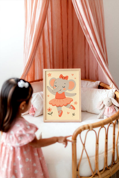 Cute Elephant Ballerina – Nursery Wall Art