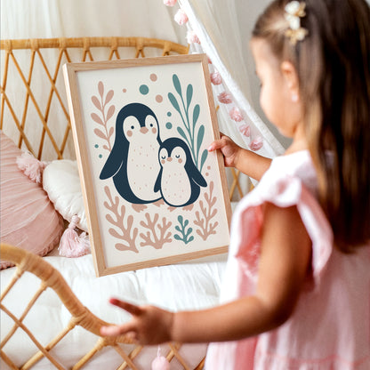 Cute Penguins Poster - Kids Room Wall Art Decor