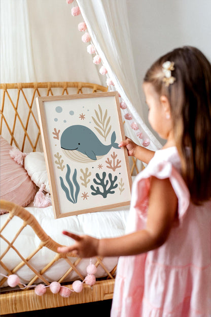 Cute Whale Poster – Ocean Nursery Wall Art