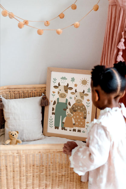 Cow Family Poster - Country Home Wall Decor