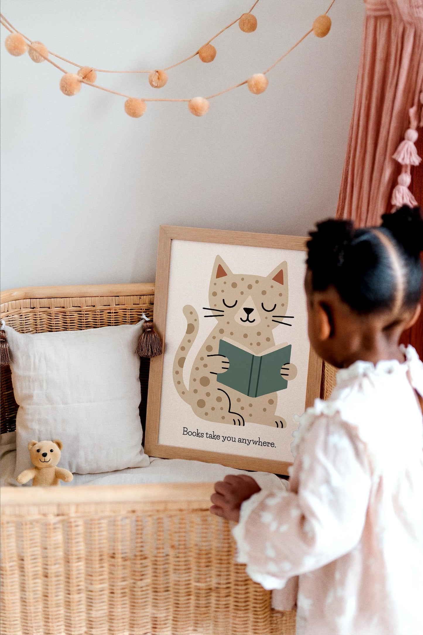 Reading Cat Print - Cute Kids Wall Art