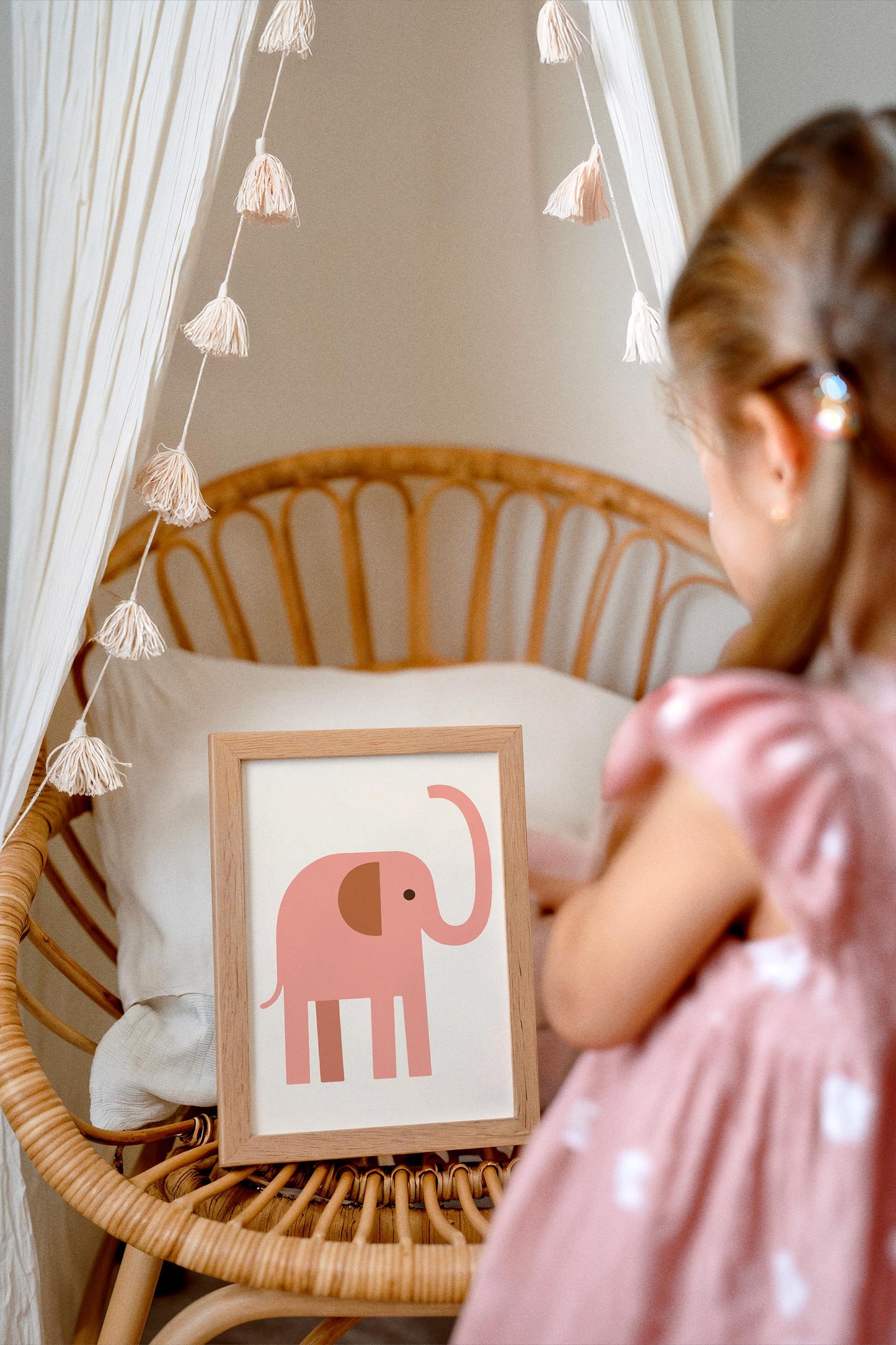 Pink  Elephant Poster - Scandinavian Animal Wall Art
