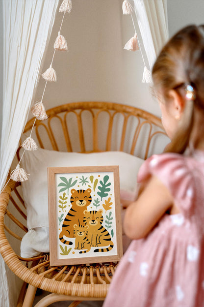 Tiger Family Poster – Jungle Kids Wall Art
