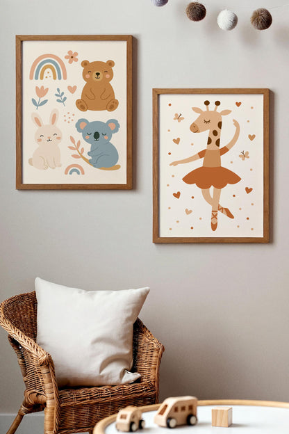 Cute Giraffe Ballerina Print - Kids Wall Ar