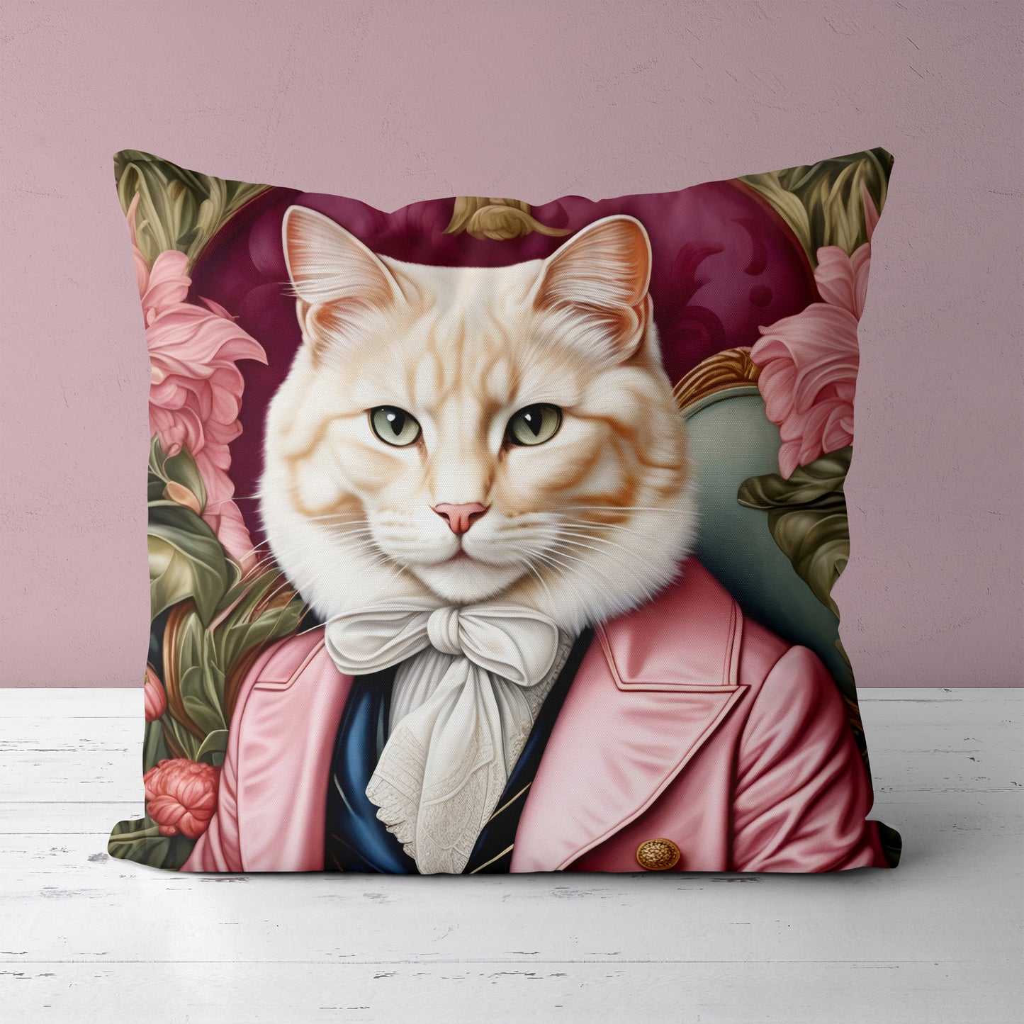 William Morris Pink Cat Pillow – Home Enhancement