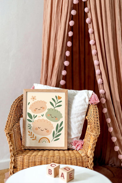 Cute Dumplings Poster – Nursery Food Print