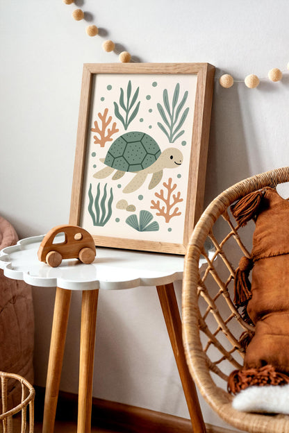 Swimming Turtle Poster – Ocean Kids Wall Art