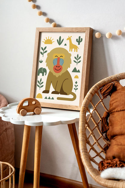 Mandrill Portrait Poster – Jungle Wildlife Wall Art